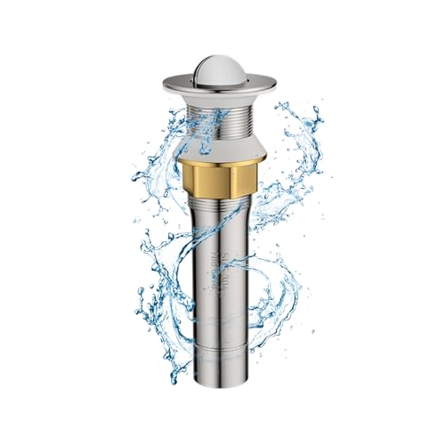 BE-TOOL Bathroom Sink Drain Stainless Steel Sink Flip Drain Stopper Anti-Explosion and Anti-Clogging Drain Strainer Easy to Use for Kitchen, Bathroom(Without Overflow Hole)