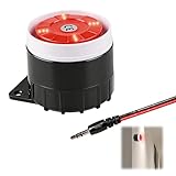 Sirène d'Alarme Intérieure 120dB 12V avec Connecteur Jack 3,5mm pour Alarme GSM   Sirène Anti Cambriolage Piézoélectrique ABS Ignifugé Installation Facile pour Sécurité Maison Route Tunnel Aéroport
