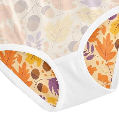 Orange Yellow Autumn Leaves Toddler Girl Underwear, Cotton Underwear Girls, 2T–8 Years4