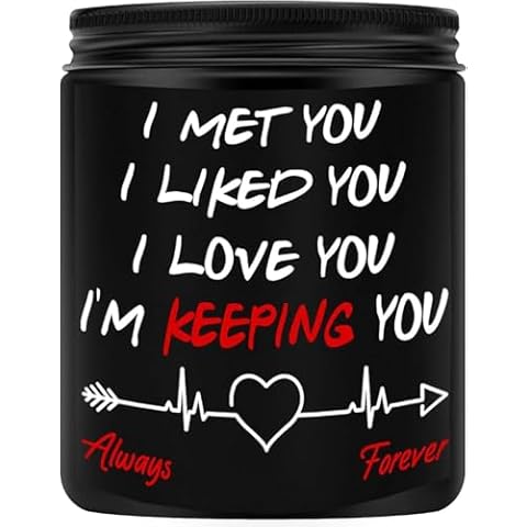 Valentines Day Gifts for Him Her, Anniversary Birthday Gifts for Men Women, Wedding Gifts Couple Gifts for Boyfriend, Girlfriend, Husband Wife Gifts - Sandalwood Scented Candles 7oz Cover