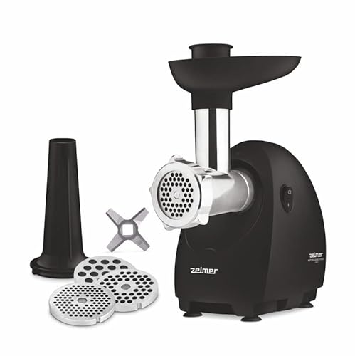 Zelmer ZMM4085B Fleischwolf, 1900 W, Leistung 2,5 kg/min, Doppelseitig, Sieb 3, 4, 8, Schwarz Cover