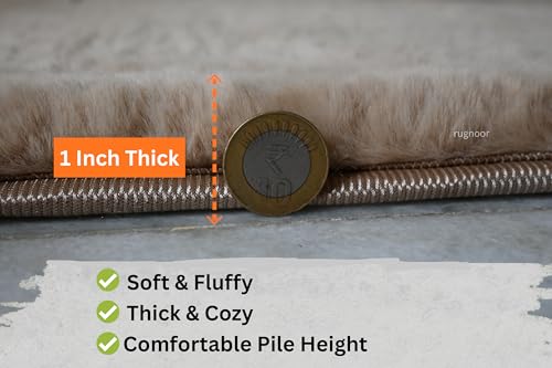 Image of Softest Carpets for Living Room - 4x6 Feet Small Solid Fur Rug | Ultra Soft, Washable, Non-Slip for Bedroom | Premium Handmade Rug | Made in India (Beige)
