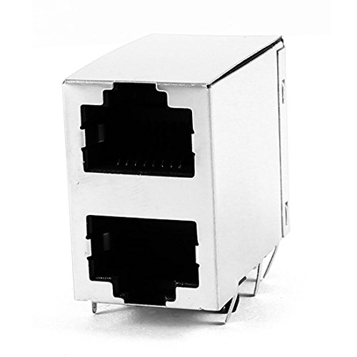 Ruilogod RJ45 8P8C 2�|�[�g 1x2 PCB �}�E���g�W���b�N�R�l�N�^ Cat5e �C�[�T�l�b�g�A�_�v�^�[�B