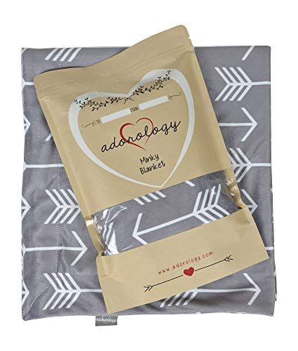 Image of Adorology Minky Nursery Blanket, Gray White Arrows Design, Great for Any Mom to Be, Toddler Blanket