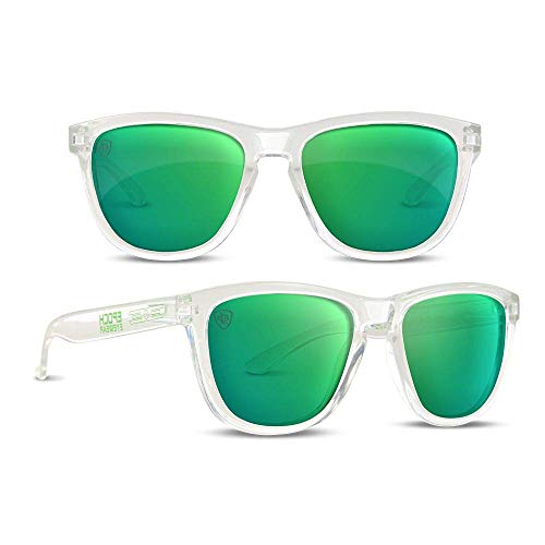 Epoch Eyewear Lutzka Skateboarding Sport Sunglasses Clear with Green Mirror Lens4