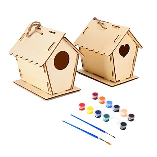 2Pack Crafts Bird House, DIY Trägraffiti Utomhus Hängande Fågelhus Burgåvor för Barn Att Bygga och Måla Fågelholk Ingår Färger och Penslar