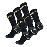 CAT Caterpillar Work Socks Men Heavy Duty - Reinforced Heel Toe - Terry Cotton - Pack of 6 Pairs