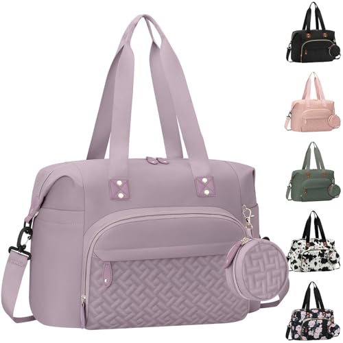 Image of Tenot Diaper Bag Tote with Pacifier Case, Baby Bag for Women with Shoulder Straps, Travel Diaper Tote for for Mom and Dad Medium Size, Purper