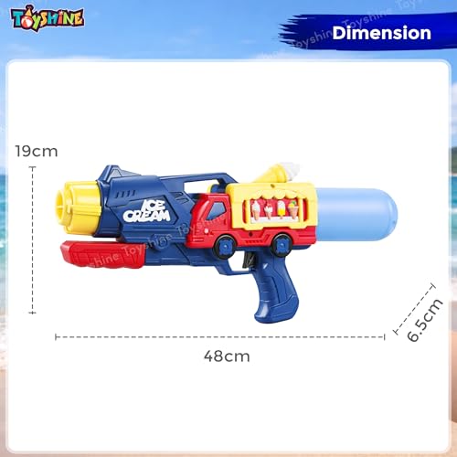 Image of Toyshine Ice Cream Truck Design Handheld High Pressure Water Gun Squirt Pichkari Perfect for Holi Festival & Summer Outdoor Fun for Kids Boys Girls 4 & Above