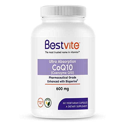 Coenzyme CoQ10 600mg with Bioperine (60 Vegetarian Capsules) Naturally Fermented - No Fillers
