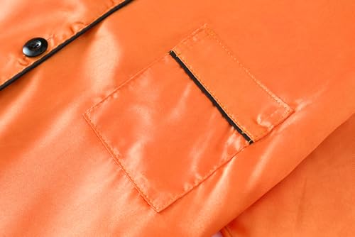 Satin Pajamas for Big Girls Unisex Kids Silk Button Down Long Sleeve & Pants PJS 2PCS Size 8-163