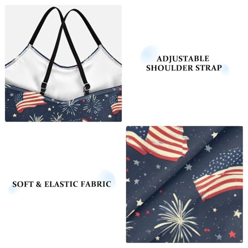 American Flag Firework Girls Swimsuits Quick Dry Crossback One Piece Beach Swimwear Bathing Suit4