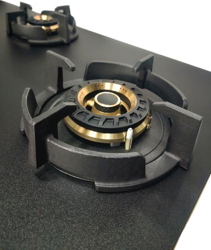 Hindware IVANA 4B 90 CM | Built in Hob With Flame Failure Device | Frost Glass with Golden Coated SS Strips | Gold Metallic Finish & Jet Black Knobs - Image 4