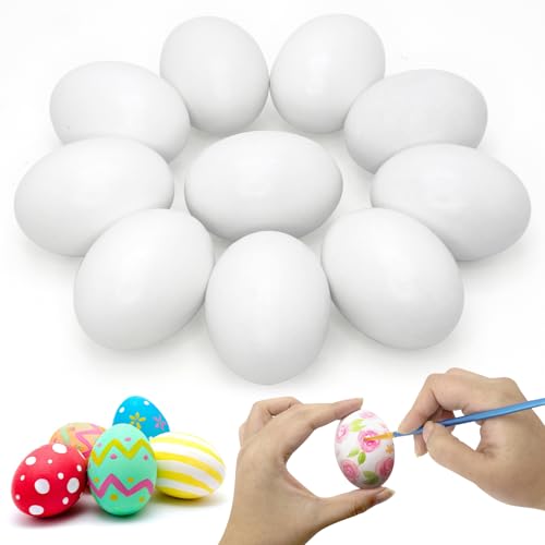 10 Pcs White Wooden Eggs Realistic Easter Eggs Wooden for Kids DIY Crafts, Hunts, Basket Stuffers, School Activities and Home Decors