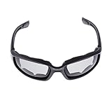 Cada brazo mide 5 pulgadas de largo. Recibirás un par con lentes de humo oscuros, un par con lentes claros y un par con lentes amarillos.