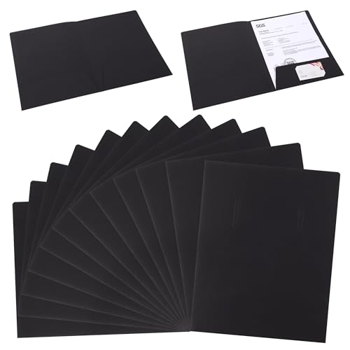 Präsentationsmappe A4 à Double Tasche Ordner, 12 Stück Kraftpapier Dokumentenmappe Papier Präsentationsmappe für Dateien, Besprechungen, Berichte, Bürobedarf (Schwarz)