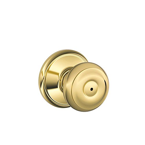 Schlage F40 GEO 605 Georgian Door Knob, Bed & Bath Privacy Lock, Bright Brass