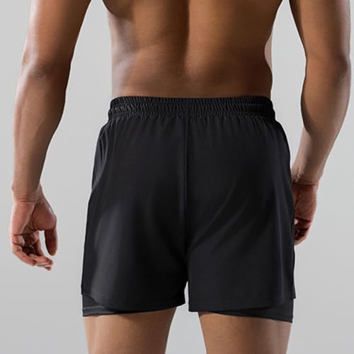 Mens Comfy Fit Swim Shorts 2 in 1 Training Athletic Trunks Running Quick Dry Mesh Lined Solid Drawstring Bottoms4