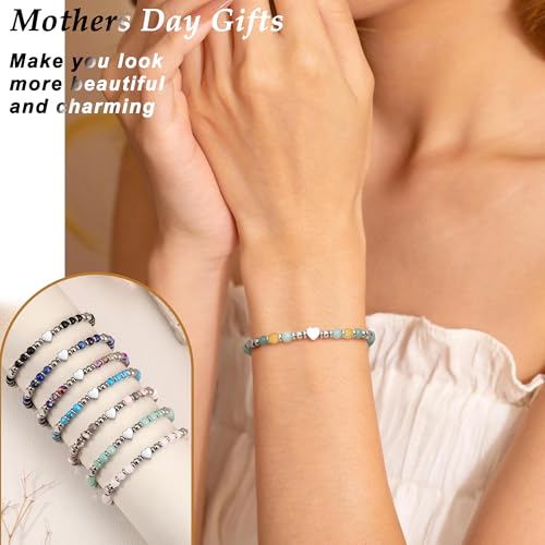 Christmas Gifts for Women, Stocking Stuffers for Teens Beaded Bracelets for Women Gifts for Mom Christmas Gift Mothers Day Gift for Grandma Daughter Bonus Mom Nature Stone Bead Bracelet Graduation Jewelry for Her 2026