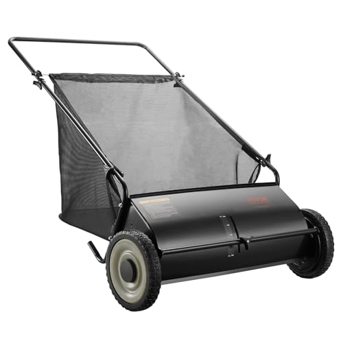 Zentrava Push Lawn Sweeper, 26 Inch Leaf & Grass Collector