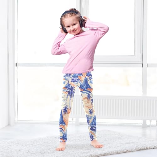 Toddler Girls Leggings Printed Yoga Pants Leggings Palm Trees Blue Mountain for Kids4