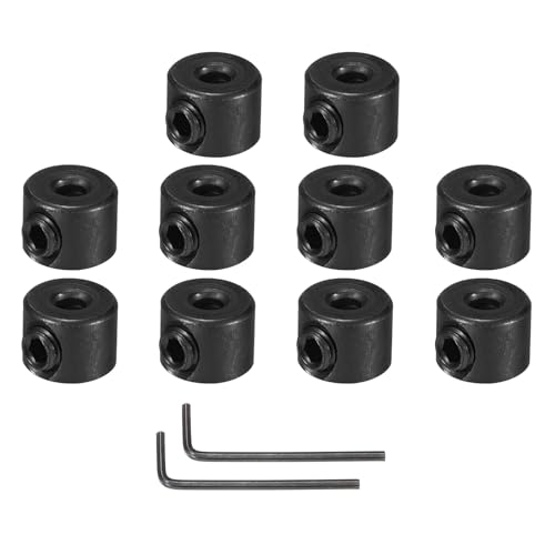 MECCANIXITY Bore 3 mm Shaft Collar 11 mm OD 8 mm Thickness Carbon Steel Landing Gear Stopper Wheel Collar with Set Screw & 2 Hex Wrench for Machine Tool Industry (Black, Pack of 10)
