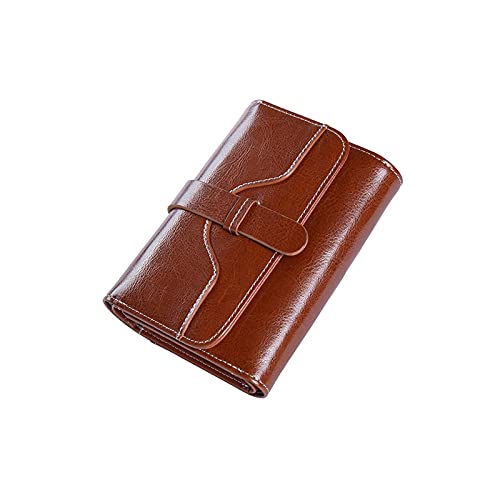 Womens wallet Small Genuine Leather Female Purses And Handbags Card Holder Ladies Clutch Coin Purse (Brown)