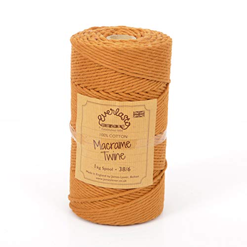 0.5KG SPOOLS EVERLASTO SINGLE TWIST SOFT COTTON MACRAME CRAFT TWINE 38/6 (4MM APPROX) (SAHARA SAND)