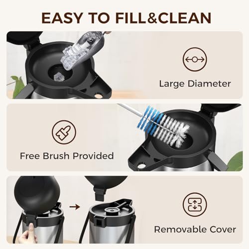 Image of Coffee Carafe for Keeping Hot - Gezoss 85OZ / 2.5L Airpot Coffee Dispenser with Pump - Large Coffee Carafe for Hot Drinks Tea Liquid - Insulated Stainless Steel Hot Water Beverage Urn for Parties