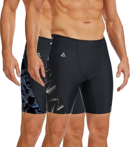 MUZEGE Swim Jammers for Men Quick Dry Racing Training Professional Athletic Swimsuit Compression for...