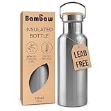 Bambaw Insulated Water Bottle 24oz | Stainless Steel Water Bottle | Insulated Water Bottles | Travel Water Bottle | Metal Water Bottle | Large Water Bottle | Reusable Water Bottle 750 ml