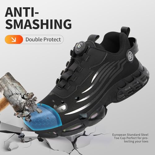 Steel Toe Shoes for Men,Lightweight Work Shoes,Mens Indestructible Safety Boots,Puncture Proof Construction Steel Toe Sneaker.2