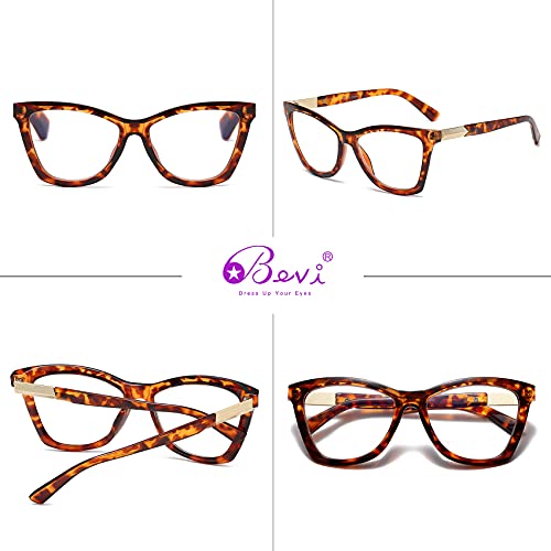 Image of Bevi Reading Glasses Anti Eyestrain Blue Light Blocking Large Square Oversize Frame with Metal Hinge for Women and Men