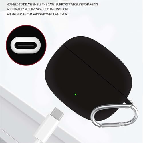 Image of Anvique Silicone Case Cover for Oneplus Nord Buds 4 Pro, Scratch Resistance, Shock Absorption, with Premium Carabiner (Black R)