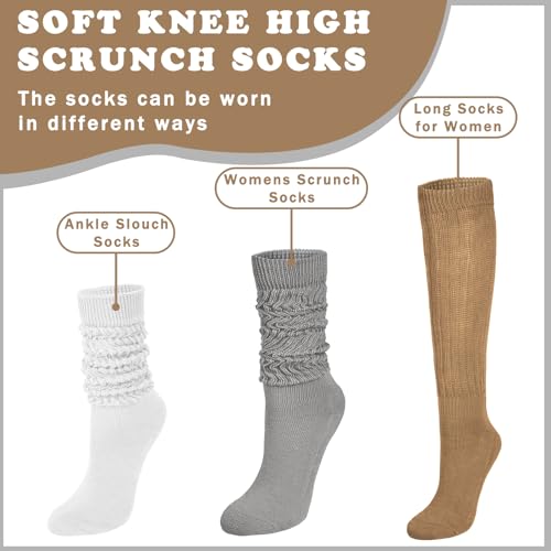 Justay 4 Pairs Slouchy Socks for Women, Scrunch Boot Long Knee High Knit Tube Athletic Slouch Socks for Woman (9-11)3