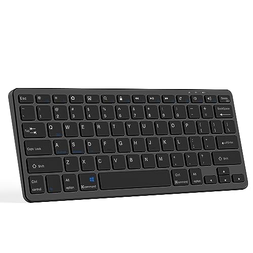 Wireless Bluetooth Keyboard,Ultra-thin Connection to Multi Devices with iOS/Android/Windows System Rechargeable Keyboard for iPad/iPhone/PC/Laptop/Smartphone/Tablet/Computer QWERTY UK Layout-Black