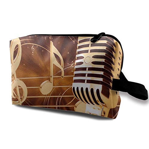 Preisvergleich Produktbild Frauenmusik Mikrofon Musiknoten Reisebehang Kulturbeutel Tragbares Reiseset Rasierbad Aufbewahrungstasche Wasserdicht Kosmetik Organisieren