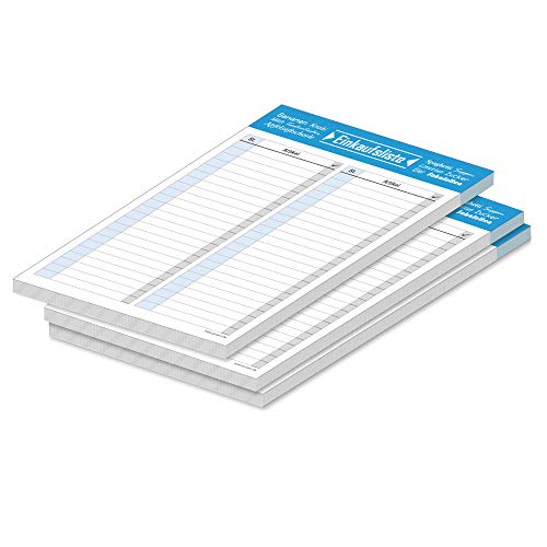 PRICARO Einkaufsliste Typo, blau, A5, 3 Stück