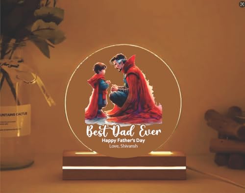 THE GRANDEUR Personalized Fathers Day LED Night Lamp, Mobile App Controlled, Multi-Colour, 20 x 15 cm, Superhero Theme, Design 1