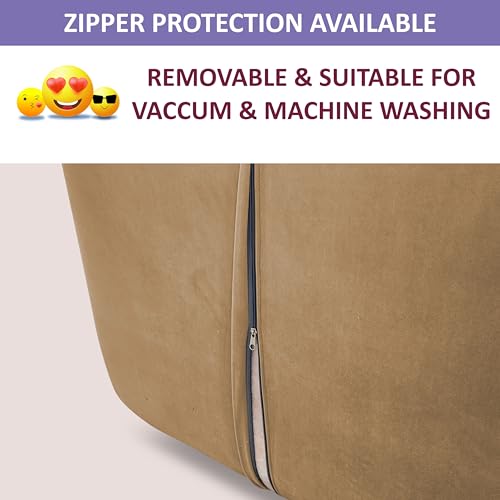 Image of Adorn India Easy Multi Mode 1 Seater Sofa Cum Bed | Velvet Fabric | Beige | Stripes Design | Comfortable Seating | Washable Cover | Perfect for Home & Office