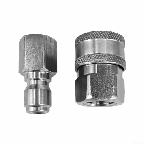 Besttoolifes Set di adattatori per idropulitrice in acciaio inossidabile da 3/8 di pollice per NPT femmina e maschio, kit accoppiatore a connessione rapida, supporta fino a 5000 PSI resistente alle