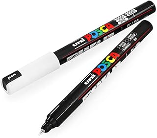 Posca Uni PC-1MR Art Paint Marker Pens - 0.7mm - Black and White - Pack of 2