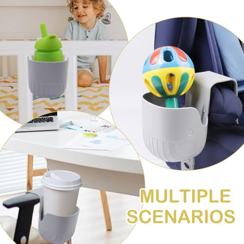 Getränkehalter Kindersitz, 2 Stück Rollstuhl Becherhalter Autositz Flaschenhalter für Autositzbecher Universal Becherhalter für Rollstühle Kompatibel mit Den Meisten Autositzmodellen Grau