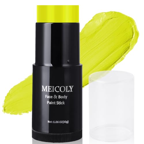 MEICOLY Light Yellow Face Body Paint Stick,Elphaba Face Paint Makeup,Cream Face Paint for Disgust Goblin Demon Halloween SFX Special Effects Cosplay Makeup,Waterproof Eye Black Stick