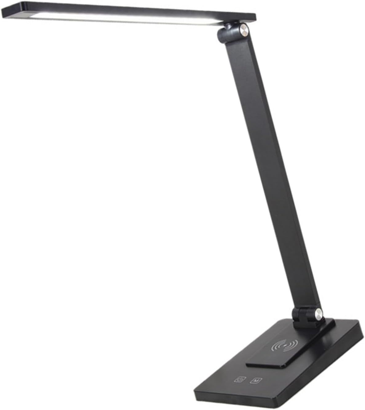 LED Desk Lamp, 3 Level Brightness USB Wireless Charging Foldable Eye Caring Table Lamp Rechargeable Metal Desk Light with 5 Color Temperature Adjustment for Office Reading (Rechargeable