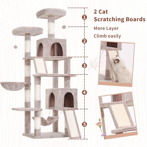 Image of Gitelsnour Cat Tree, 71'' Tower for Large Cat with Scratching Post, GCT032MU