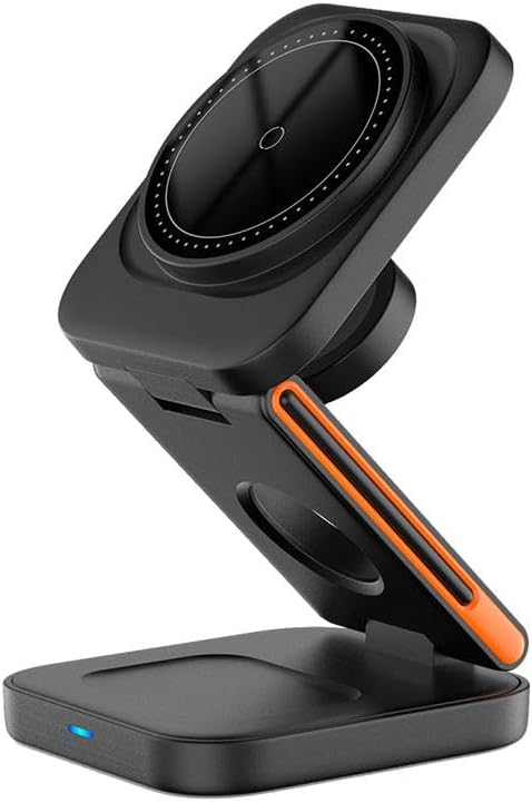 15W Magnetic Charger 3in1 Wireless Charger Compatible for iPhone 17/17 Air/17 Pro/17 Pro Max, 16/16 Plus/16 Pro/16 Pro Max, 15/14/13/12 Series and Smart Watch Fast Charging Adaptor - Black