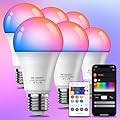 Smart Light Bulbs 6Pack with Remote, Color Changing Light Bulb Works w/Alexa Google Home, 9W A19 800LM Tunable White & Dimmable LED Bulb, 50+ DIY Scenes, Music & App, WiFi & Bluetooth RGB Light Bulb
