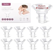 Electric Breast Pump Flange Inserts 15 mm 8PCS for 24 mm Shields Flange/Shield of Most Pumps, BPA Free Inserts,Hands-FreeBreast Pump,Sealed,Reduce 24mm Tunnel Down to Other Size