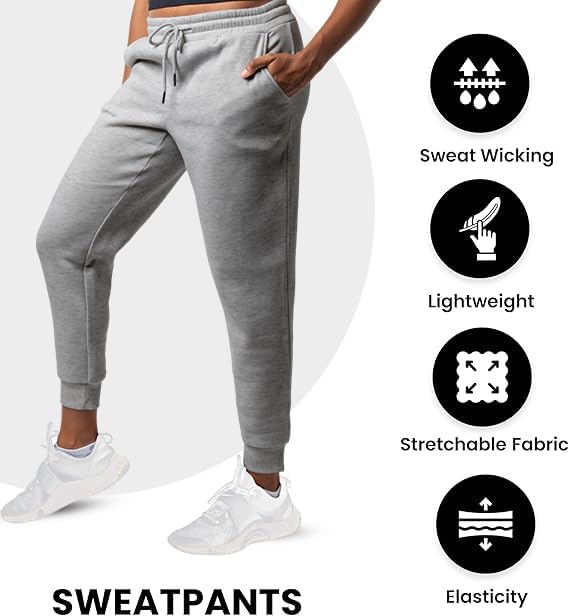 Common Stitch 3 Pack Sweatpants Women - Womens Sweatpants with Pockets, Fleece Womens Joggers, Yoga Pants (Available in Plus) - Image 5